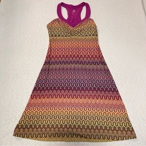 Prana Dress Womens Small S Green  Purple Geometric Sleeveless Built-in Bra
